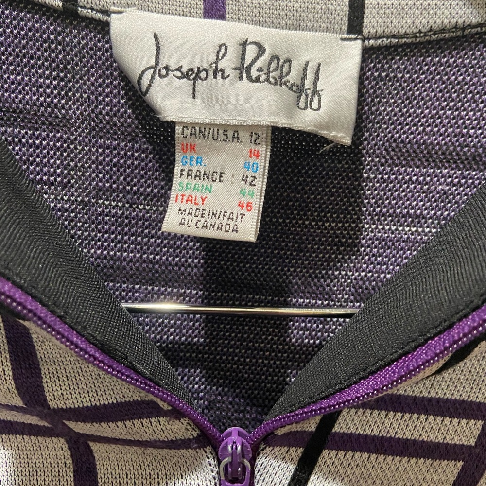Joseph Ribkoff Purple and Black Midi Dress